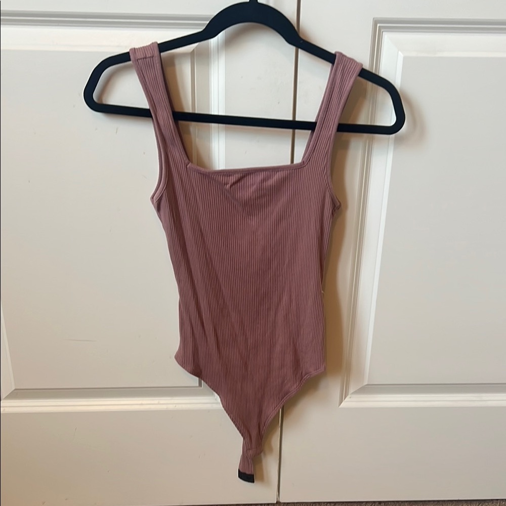 Topshop Mauve Ribbed Bodysuit